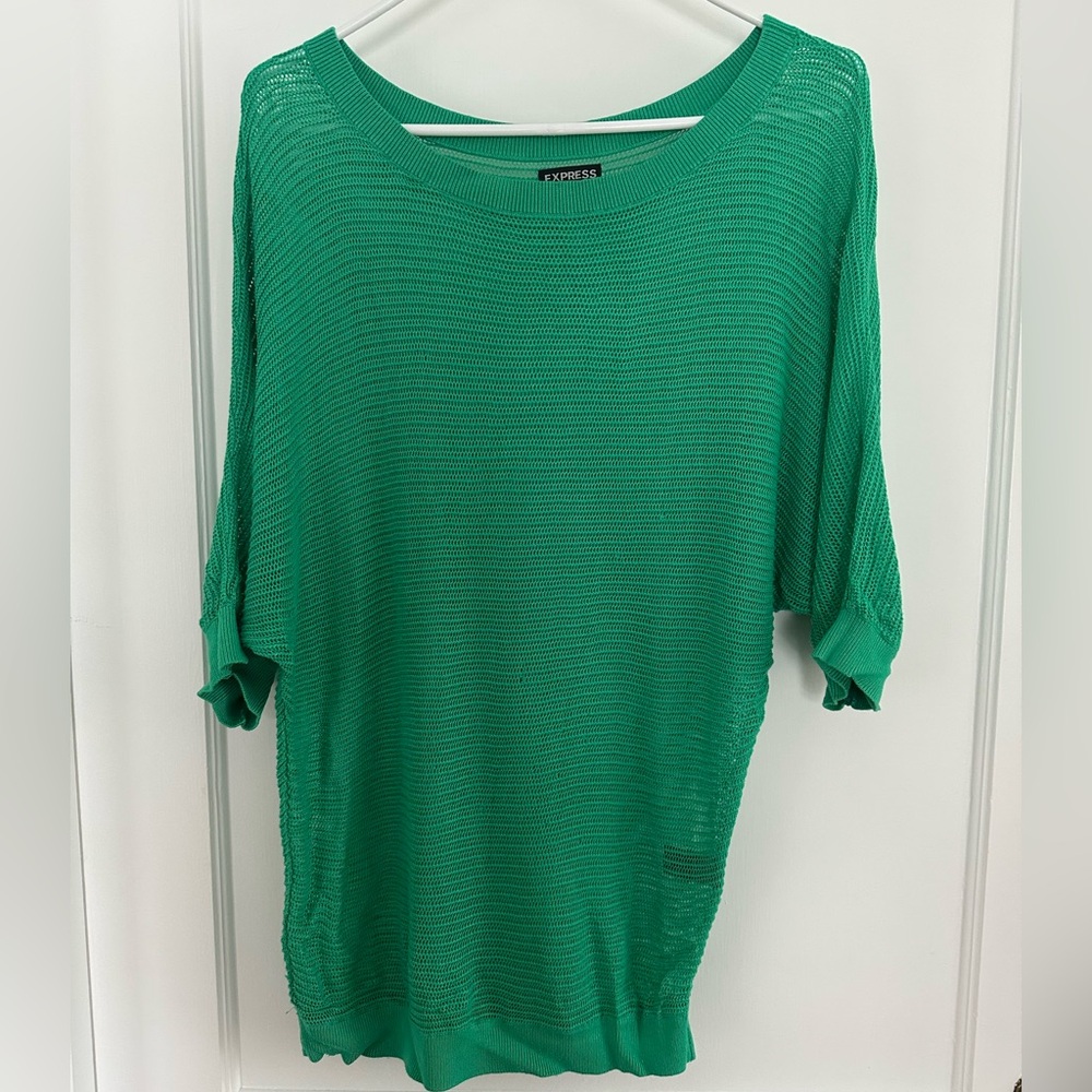Express Green Mesh Sweater